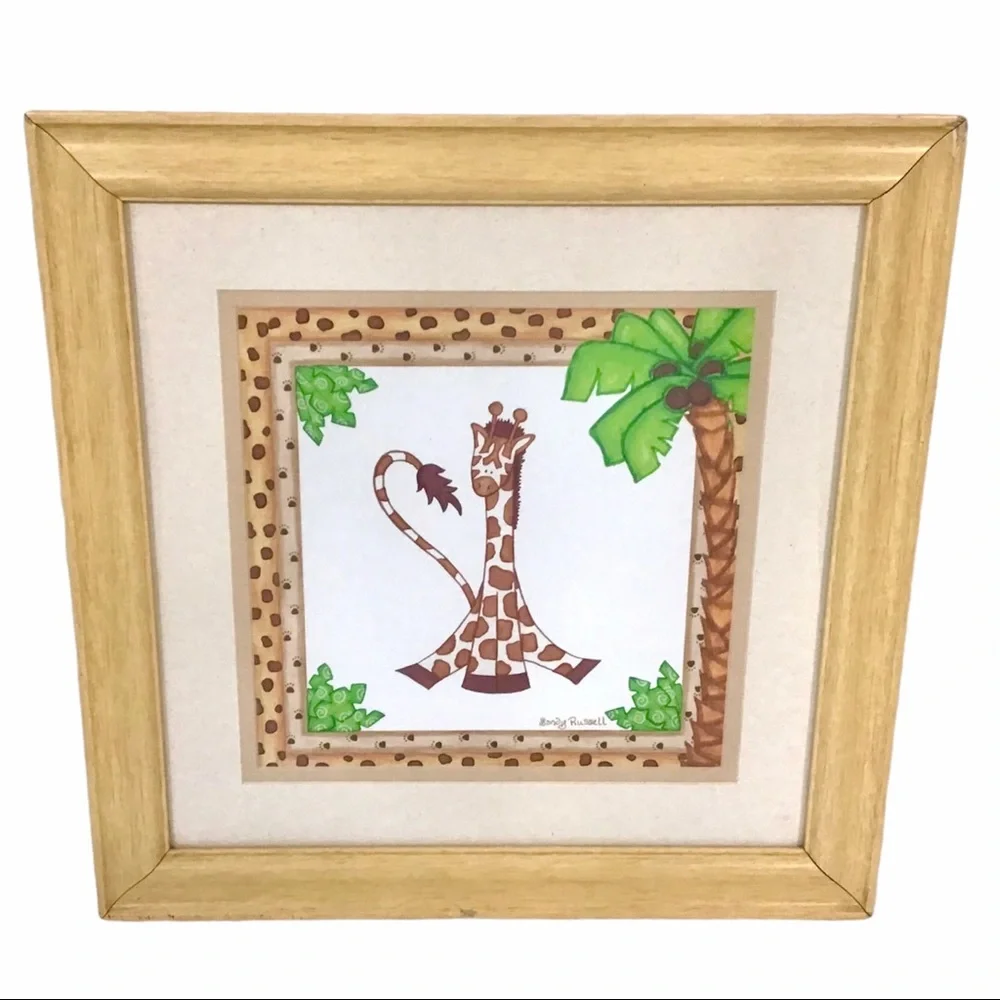 Giraffe Print Framed Matted Picture Sandy Russell Childs Bedroom Nursery Target